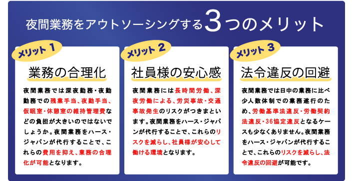 夜間業務をアウトソーシングする3つのメリット